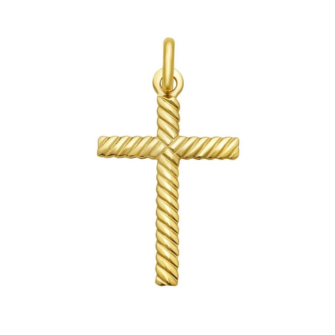 14K Cable Cross Pendant, front view