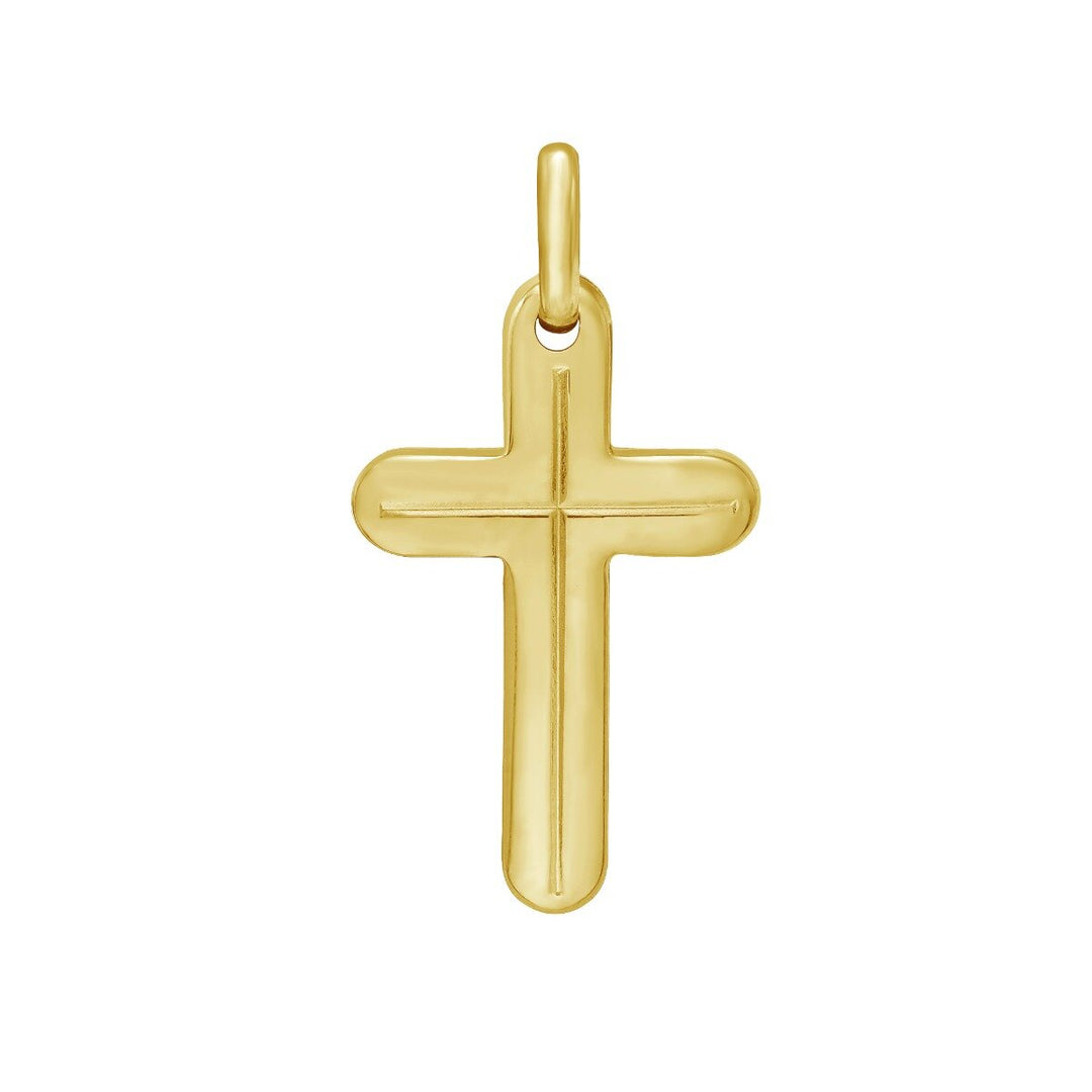 14K Etched Cross Pendant, front view