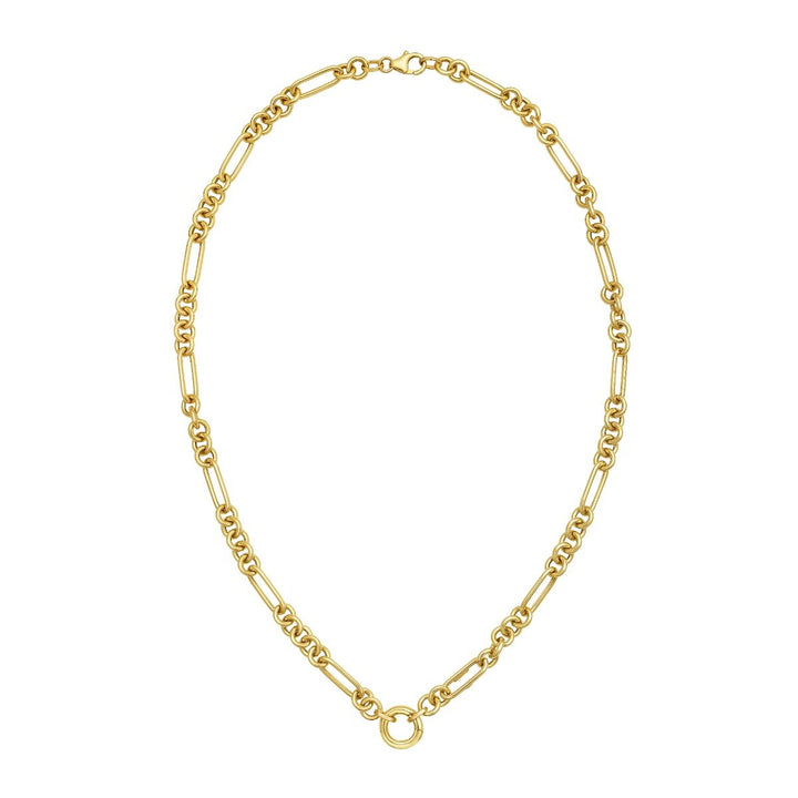 14K Fashion Figaro Charm Link Necklace, view 2