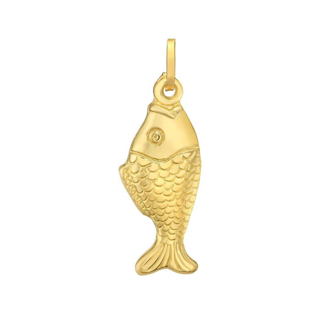 14K Fish Charm, front view