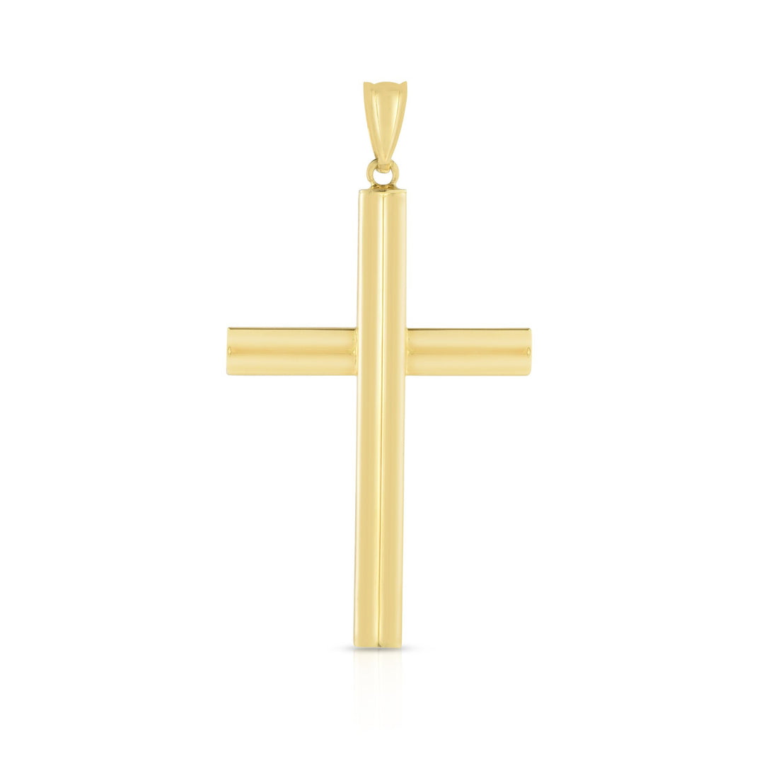 14K Polished Cross Charm, front view
