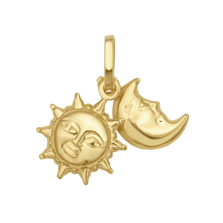 14K Sun &amp; Moon Charm, front view