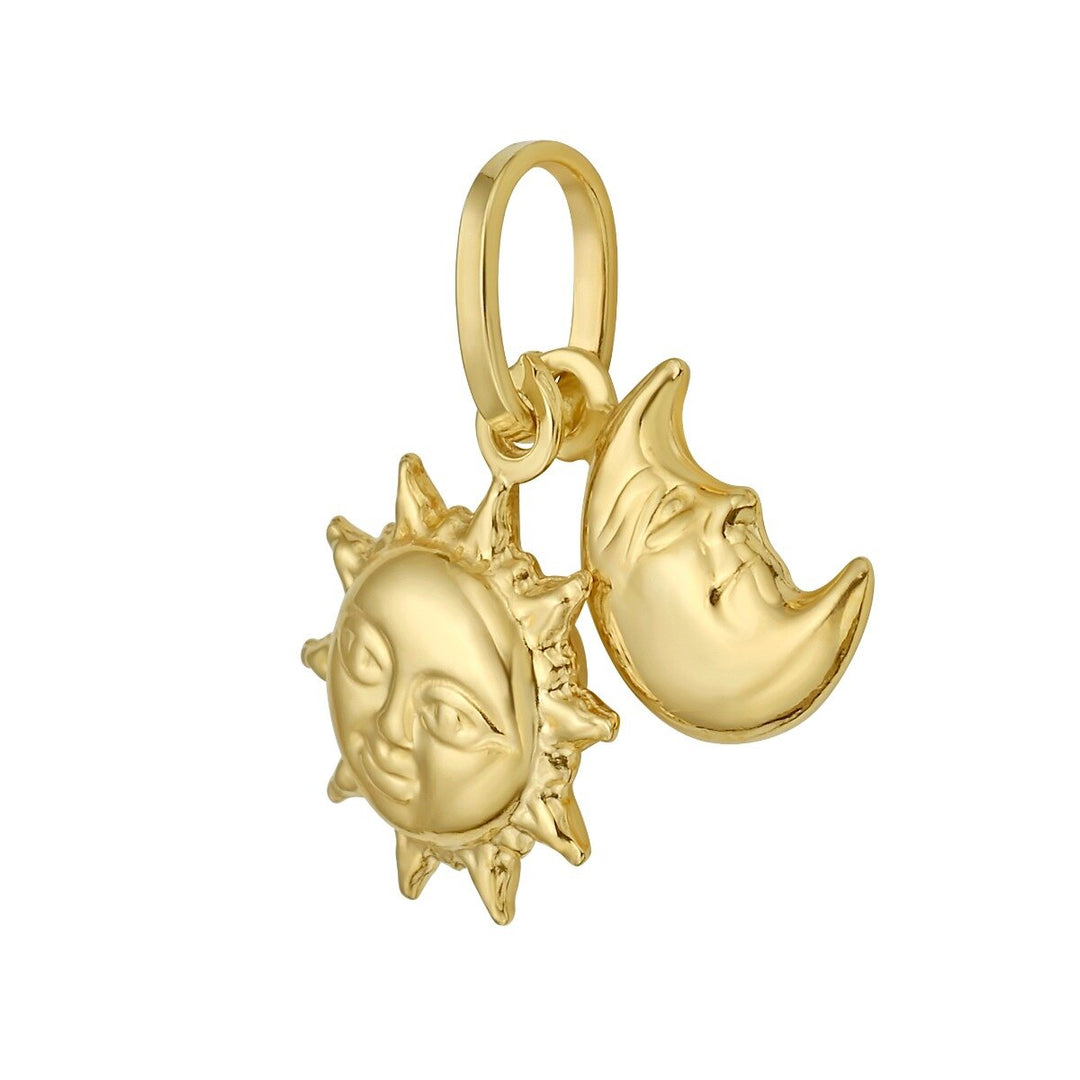 14K Sun &amp; Moon Charm, view 2