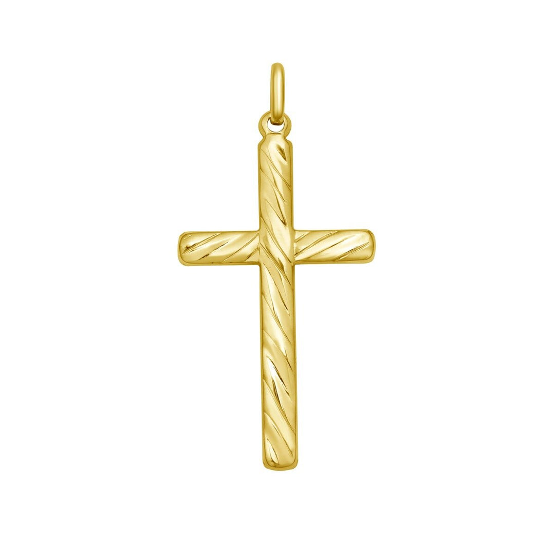 14K Swirl Cross Pendant, front view