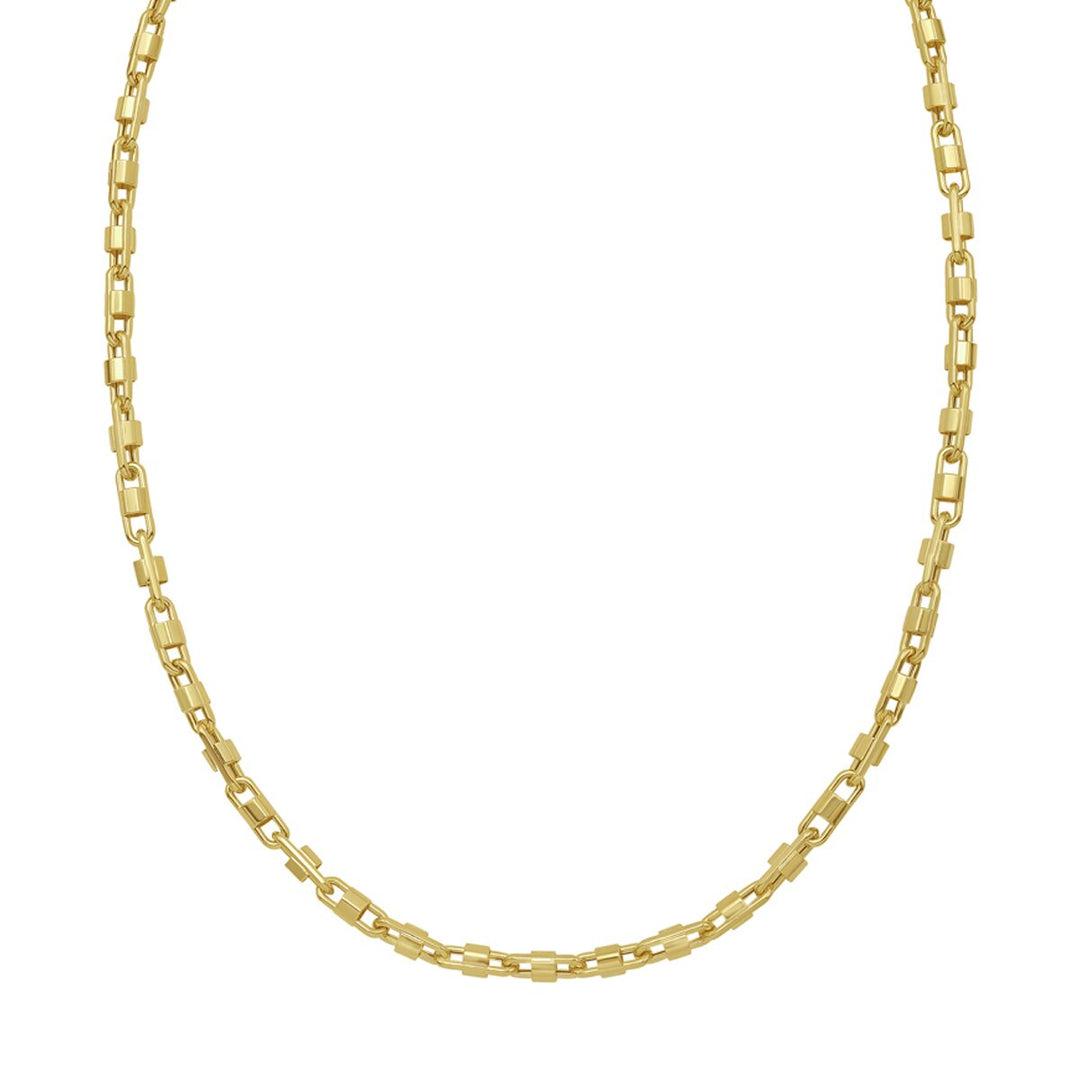 14K Tri-Color Gold Square Byzantine Chain, front view