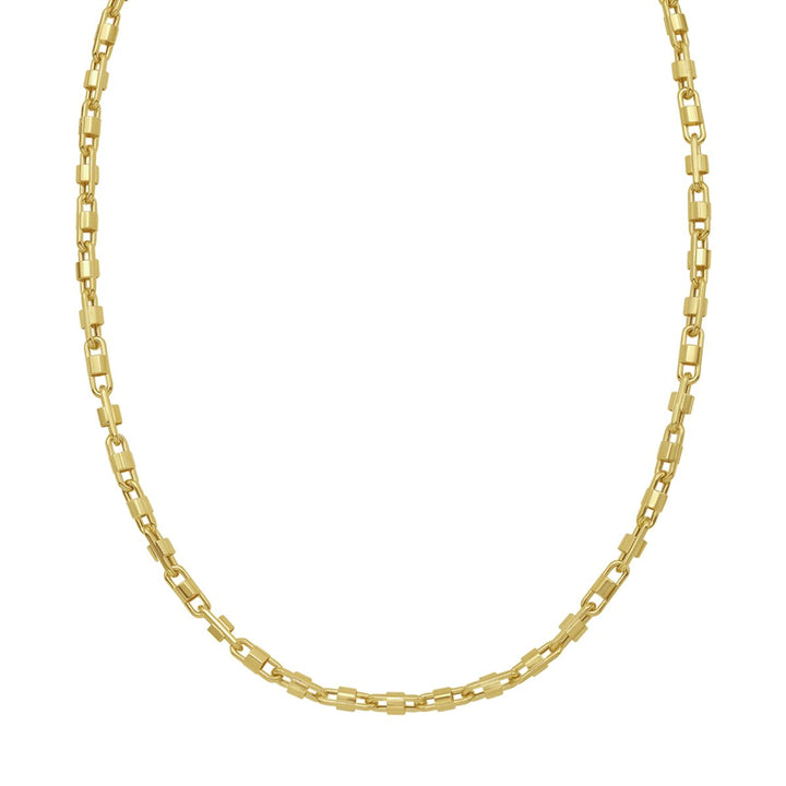 14K Tri-Color Gold Square Byzantine Chain, front view