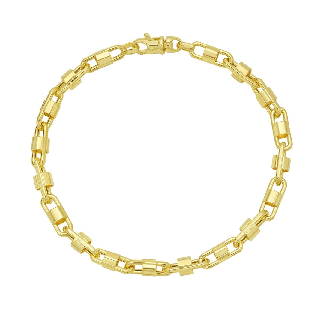 14K Tri-Color Gold Square Byzantine Chain, view 2