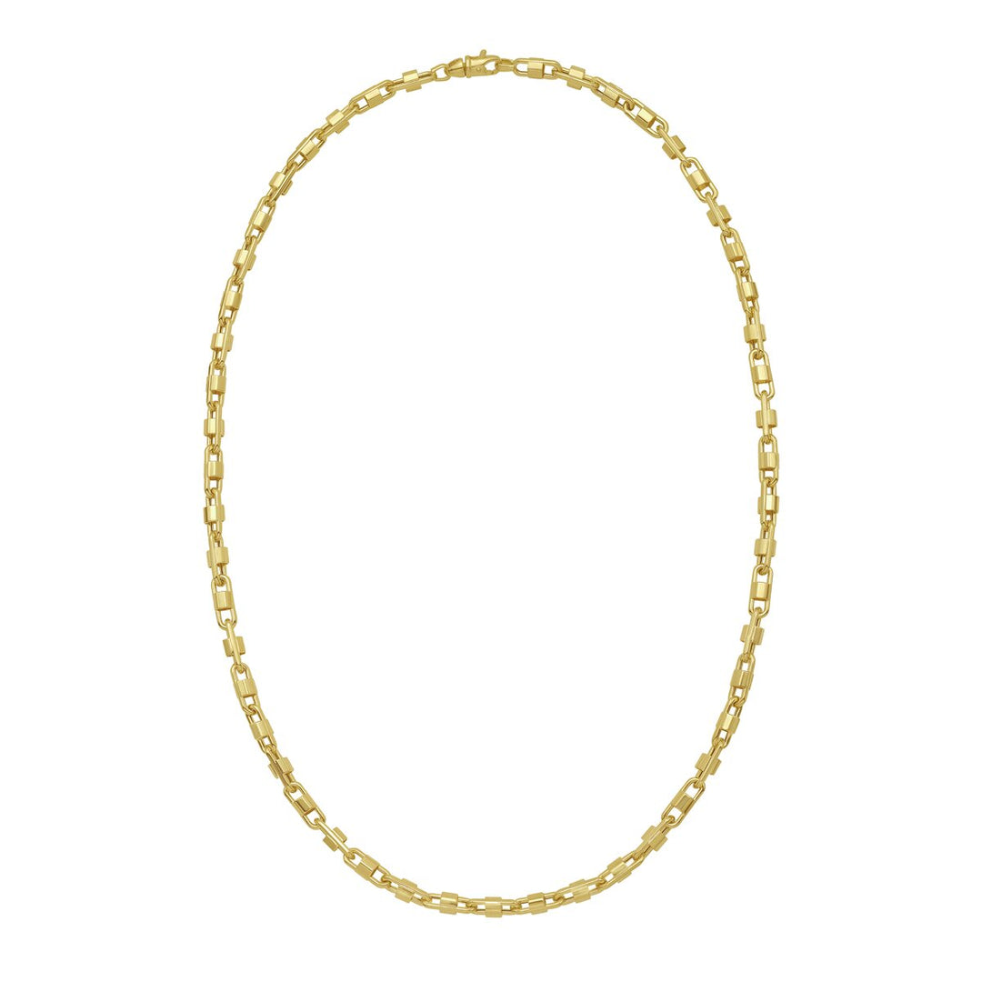 14K Tri-Color Gold Square Byzantine Chain, view 3