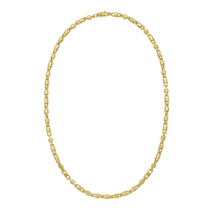 14K Tri-Color Gold Square Byzantine Chain, view 3