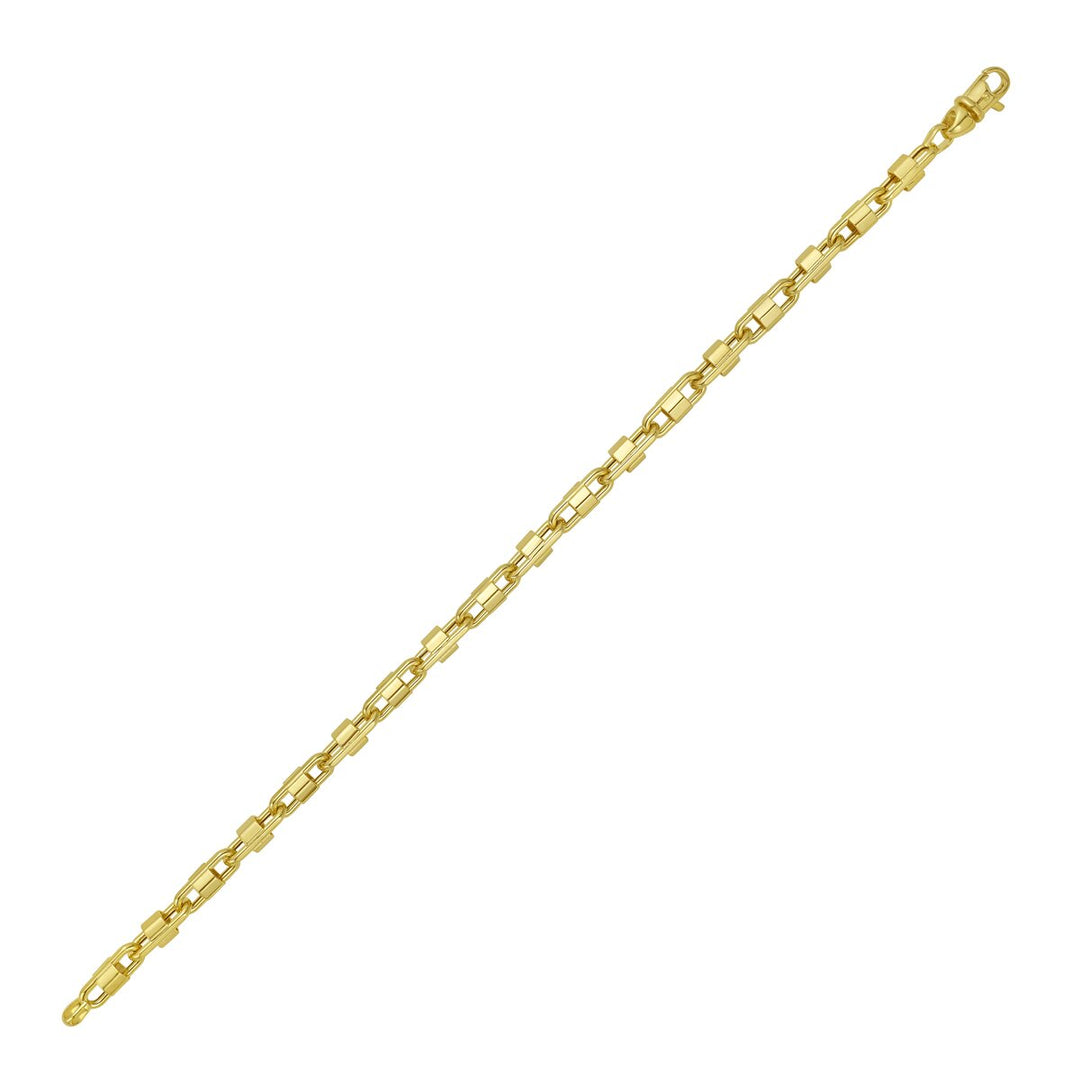 14K Tri-Color Gold Square Byzantine Chain, view 4