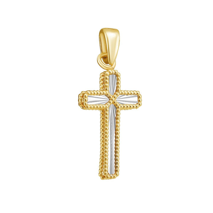 14K Two Tone Cross Charm, view 3