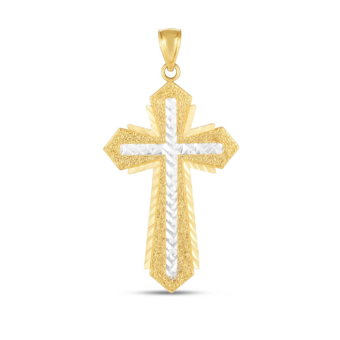 14K Two-tone Cross Pendant, front view