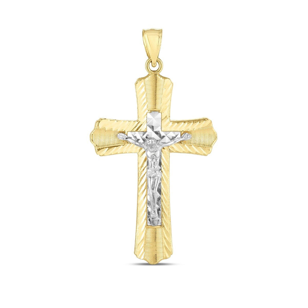 14K Two-tone Cross Pendant, front view