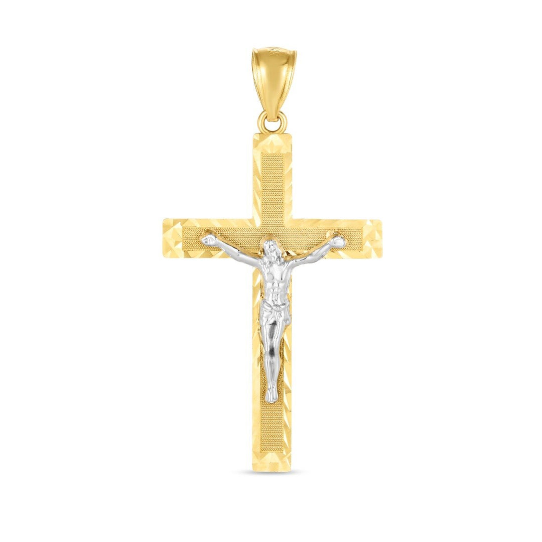 14K Two-tone Cross Pendant, front view