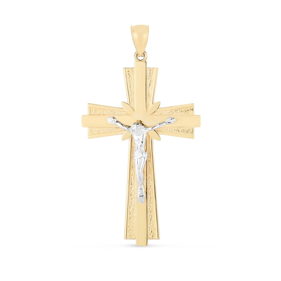 14K Two-tone Cross Pendant, front view