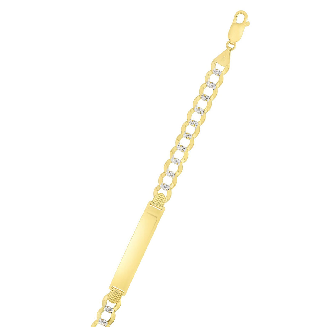 14K Two-Tone Gold 6.7mm Pave Curb ID Chain, front view