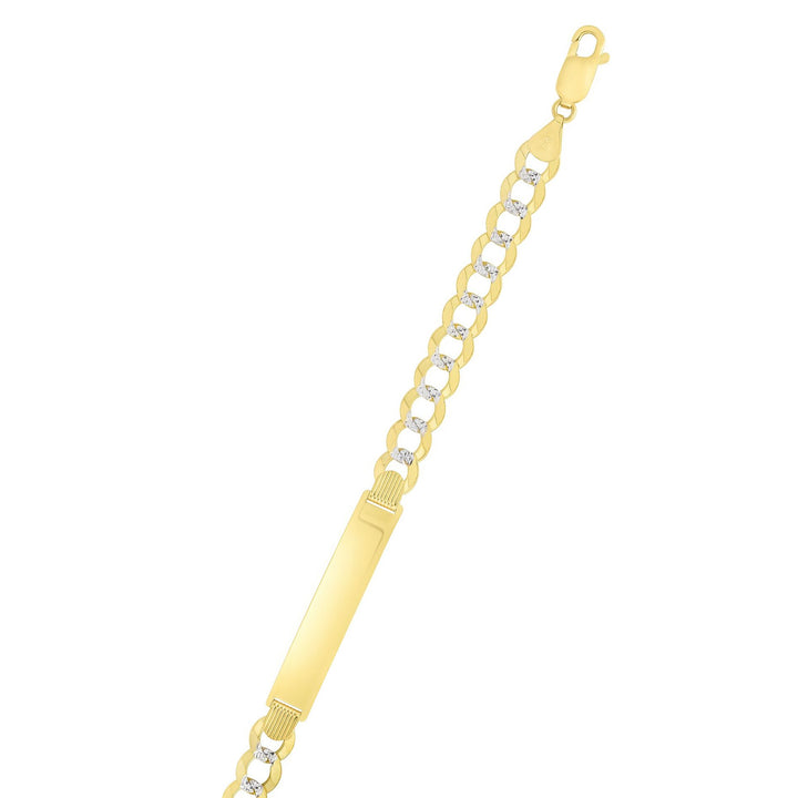14K Two-Tone Gold 6.7mm Pave Curb ID Chain, front view