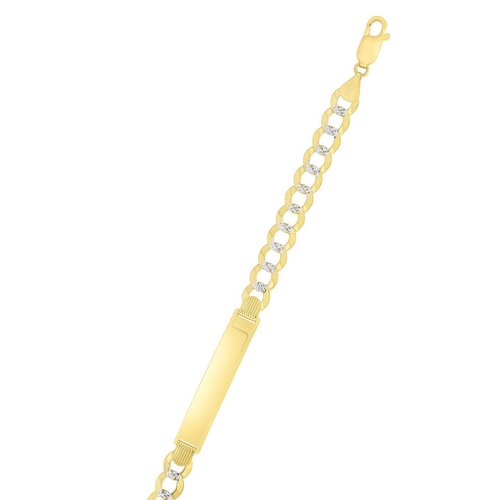 14K Two-Tone Gold 8.3mm Pave Curb ID Chain, front view