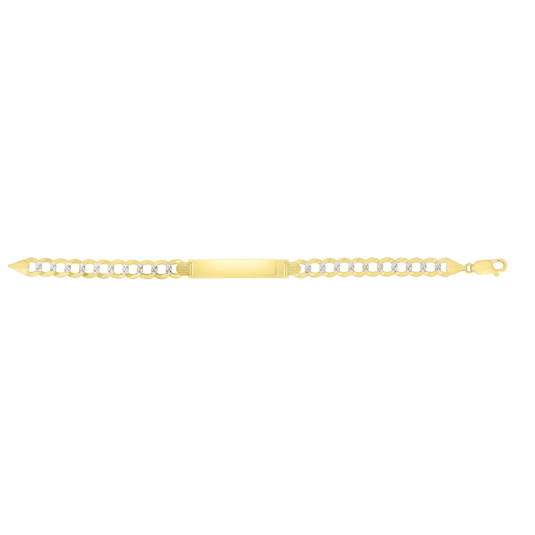 14K Two-Tone Gold 8.3mm Pave Curb ID Chain, view 2