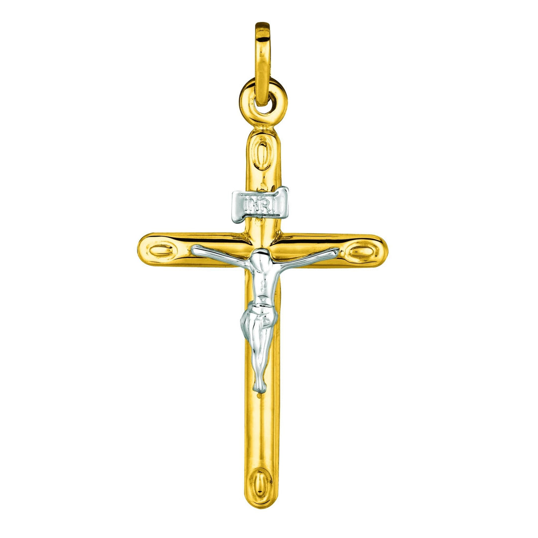 14K Two-Tone Gold Medium Crucifix Cross, front view