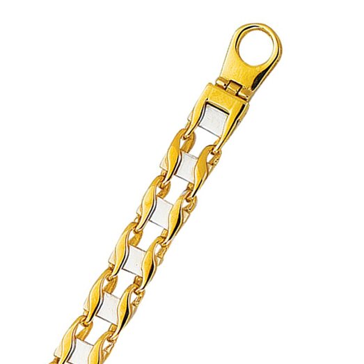 14K Two-Tone Gold Railroad Link Chain, front view