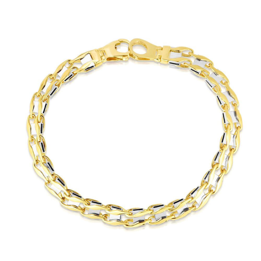 14K Two-Tone Gold Railroad Link Chain, view 2