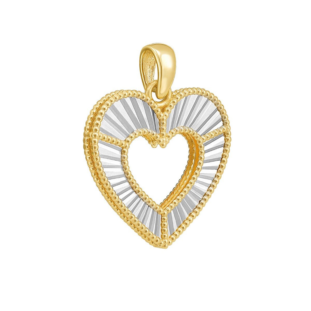 14K Two Tone Open Heart Charm, view 3