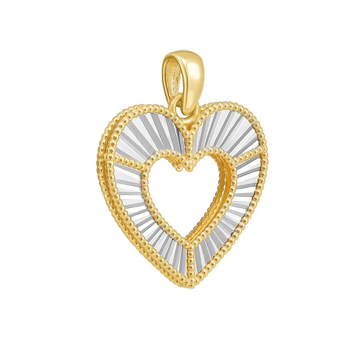 14K Two Tone Open Heart Charm, view 3