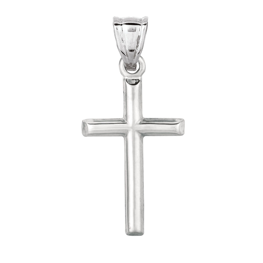 14K White Gold Petite Cross, front view