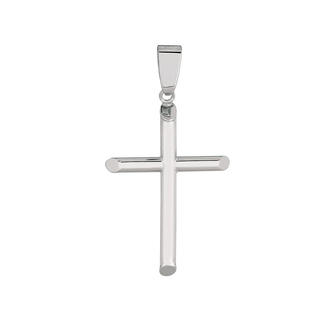 14K White Gold Tapered Edge Cross, front view