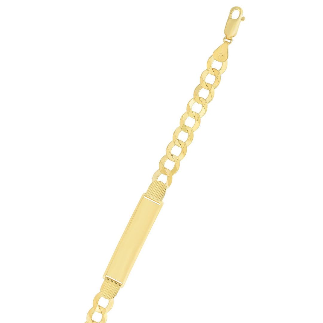 14K Yellow Gold 10mm Polished Curb ID Chain, front view