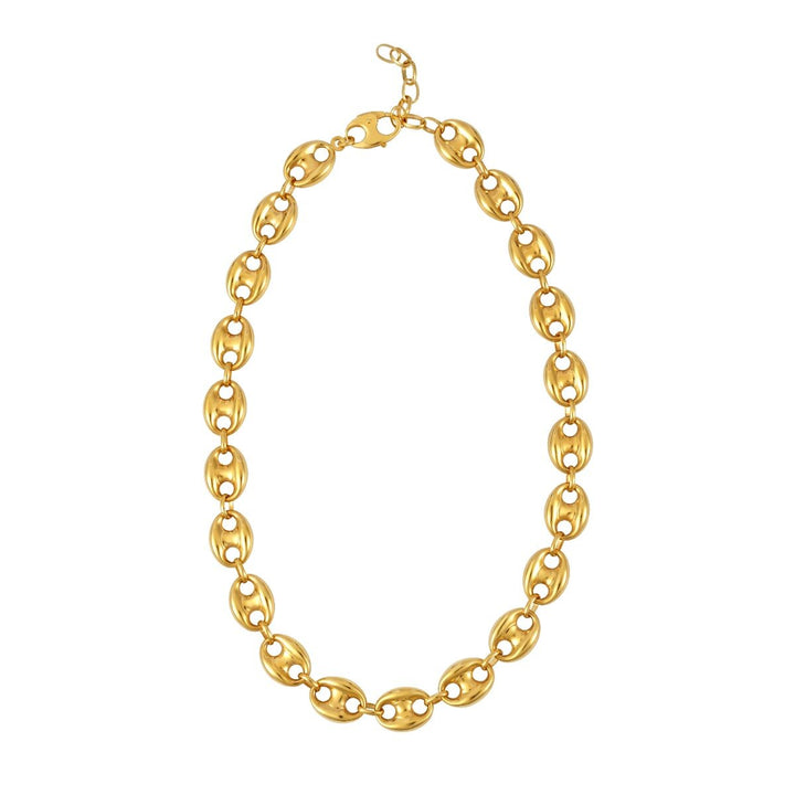 14K Yellow Gold 12mm Puffed Mariner Link Chain, front view