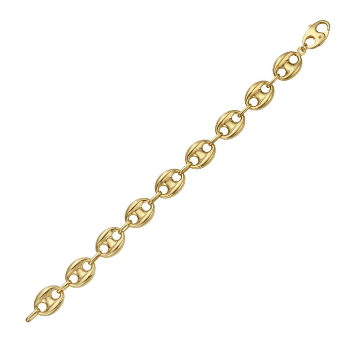 14K Yellow Gold 12mm Puffed Mariner Link Chain, view 3