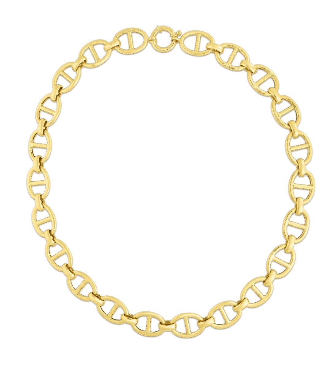14K Yellow Gold 13mm Mariner Link Chain, front view