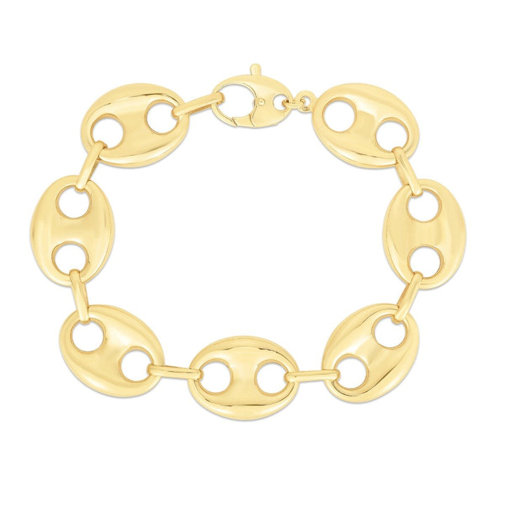 14K Yellow Gold 16mm Puffed Mariner Link Chain, view 2