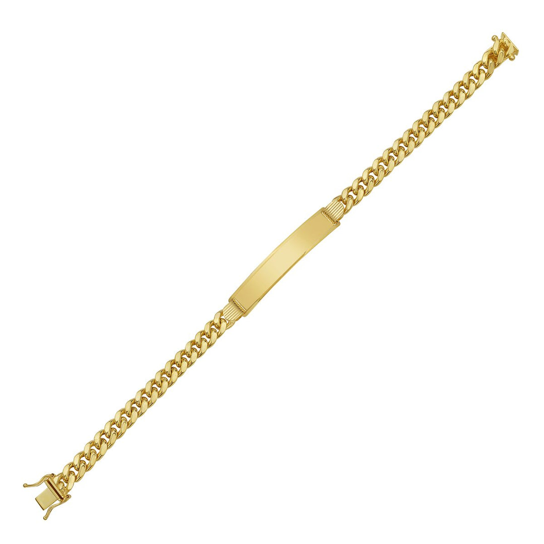 14K Yellow Gold 6.6mm Lite Cuban ID Bracelet, front view