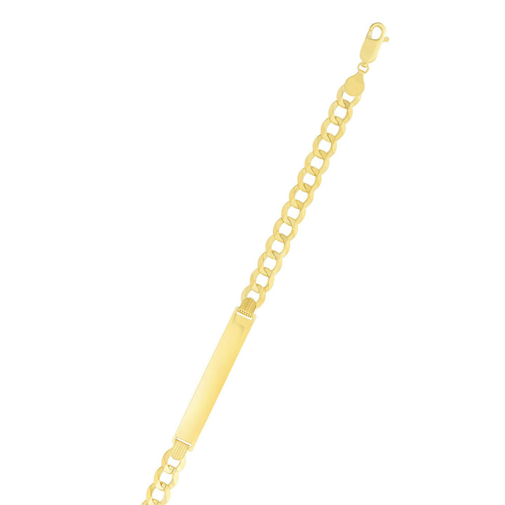 14K Yellow Gold 6.7mm Polished Curb ID Chain, front view