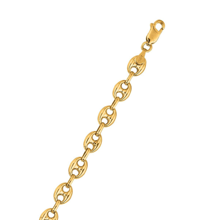 14K Yellow Gold 6.8mm Lite Puffed Mariner Chain, front view