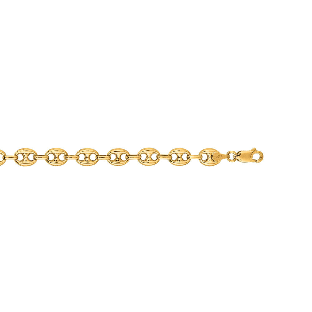 14K Yellow Gold 6.8mm Lite Puffed Mariner Chain, view 2
