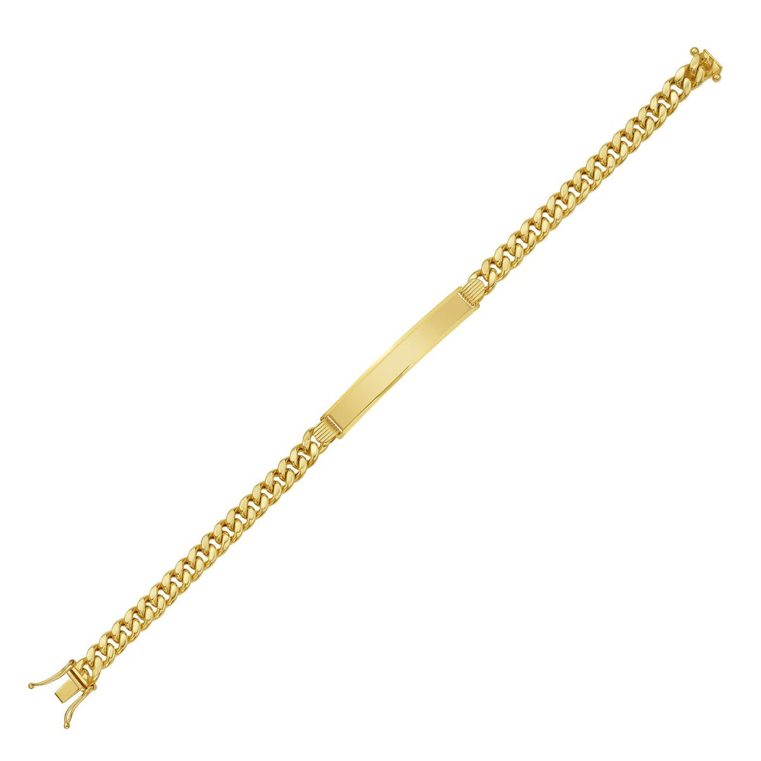 14K Yellow Gold 6mm Lite Cuban ID Bracelet, front view
