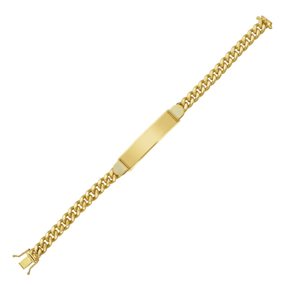 14K Yellow Gold 7.2mm Lite Cuban ID Bracelet, front view