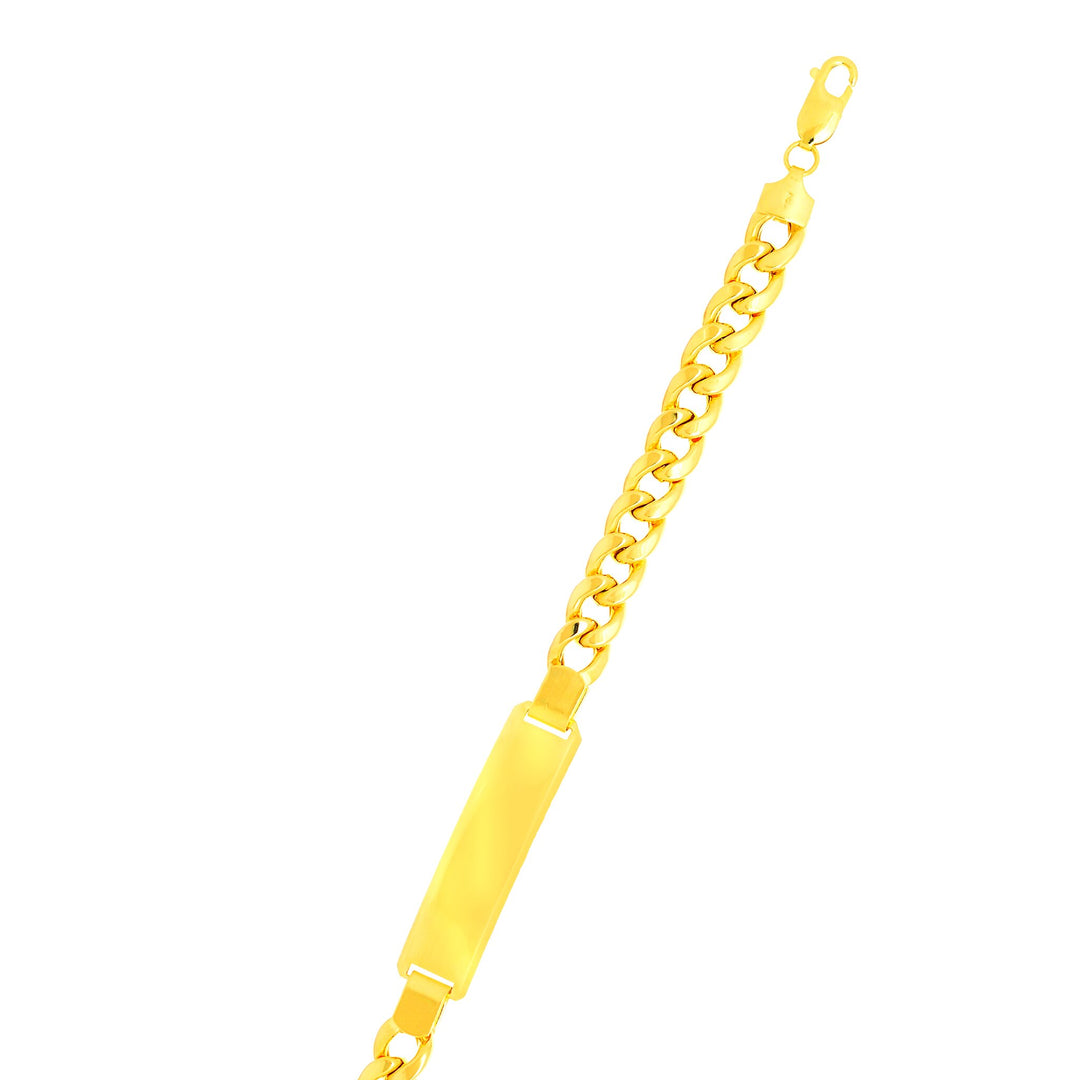14K Yellow Gold 8mm Polished ID Chain, front view
