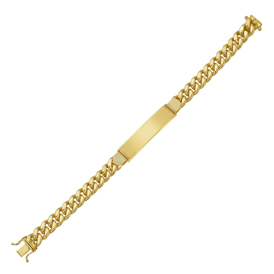 14K Yellow Gold 9.1mm Lite Cuban ID Bracelet, front view