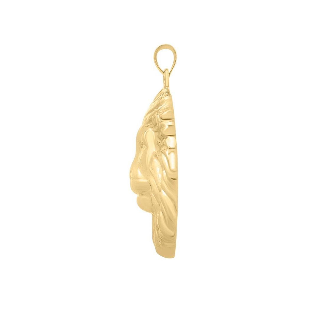 14K Yellow Gold Lion Head Pendant, view 2