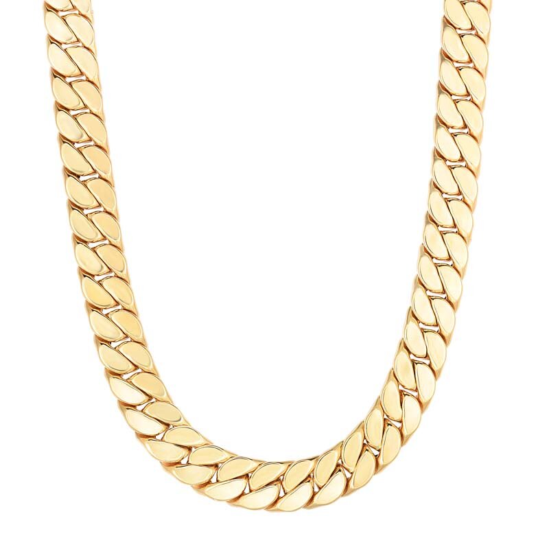 14K Yellow Gold Maschio Skinny Modern Curb Chain, front view