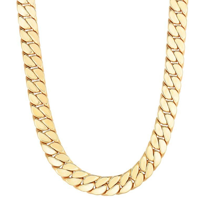 14K Yellow Gold Maschio Skinny Modern Curb Chain, front view