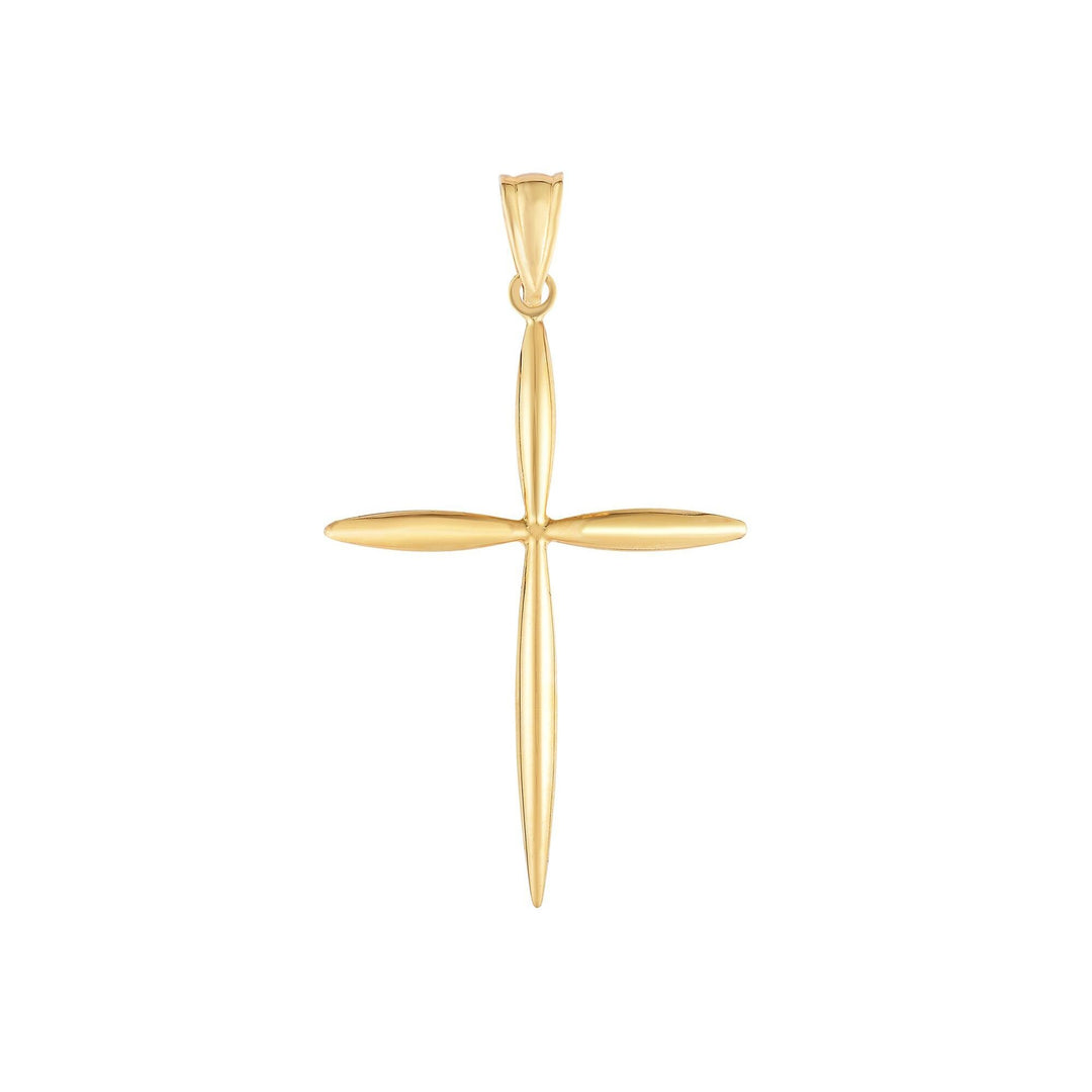 14K Yellow Gold Polished Cross, front view
