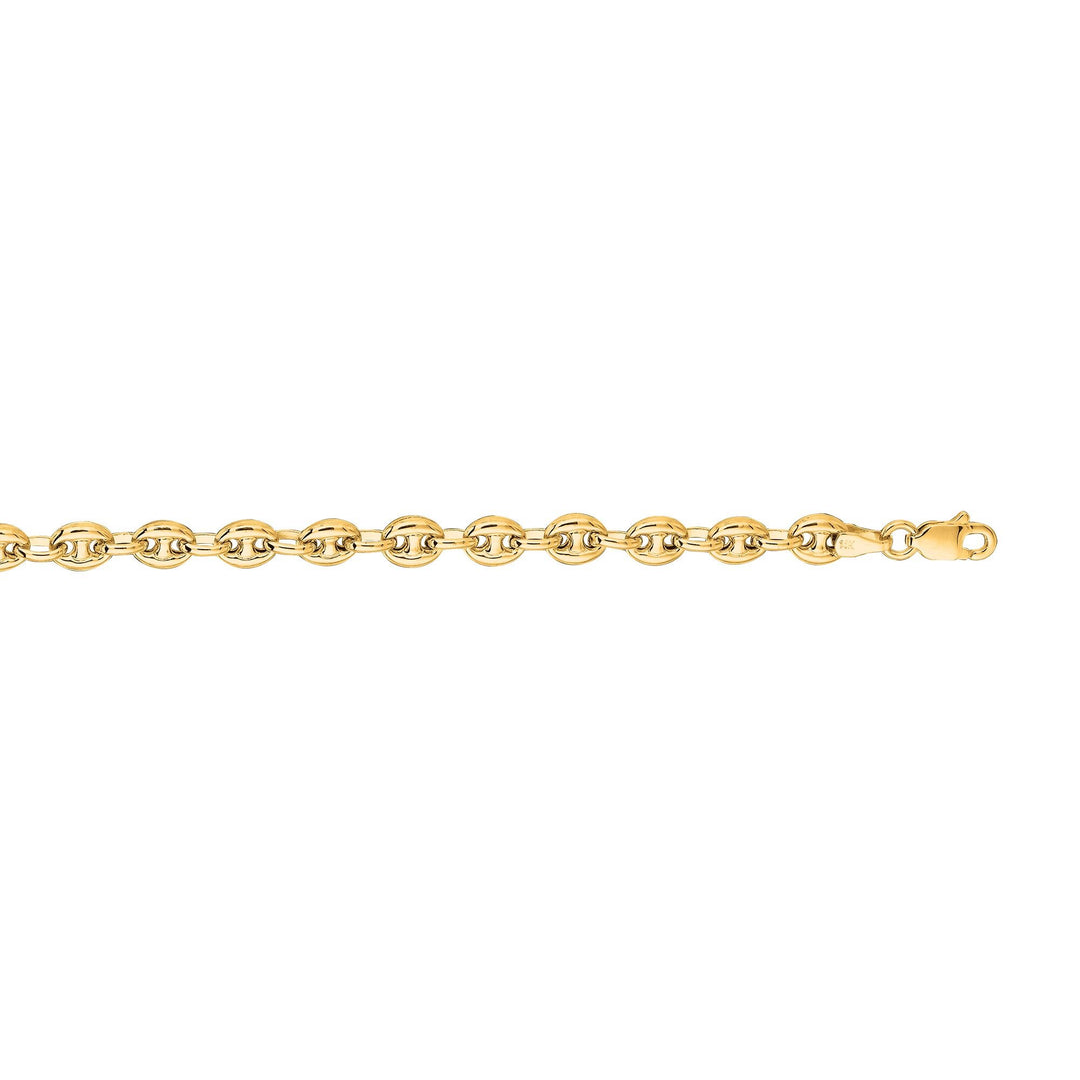 14K Yellow Gold Puffed Mariner Chain, front view