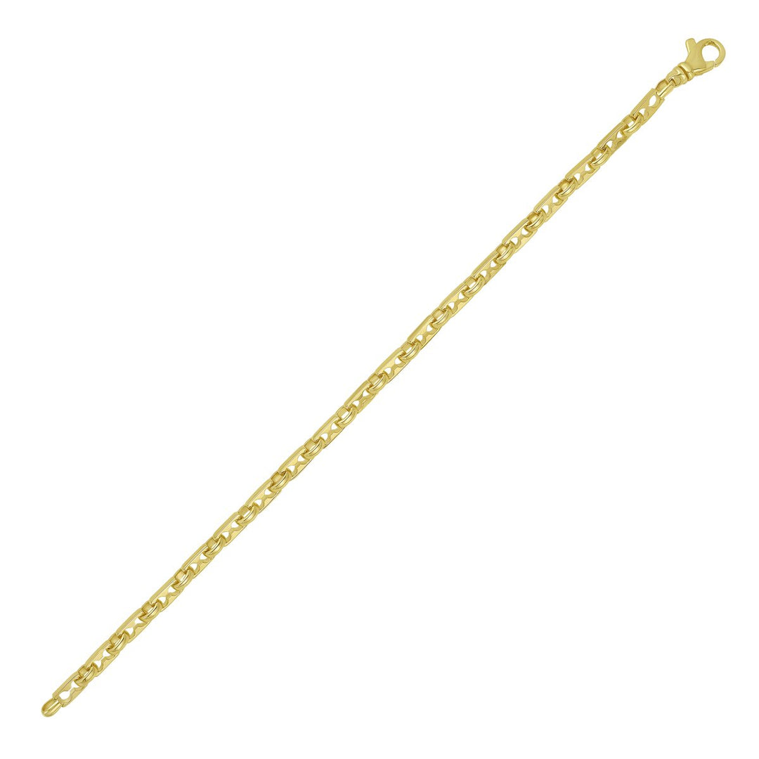 14K Yellow Gold Rectangular Railroad Link Bracelet, view 2