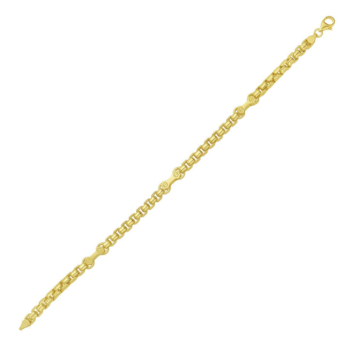 14K Yellow Gold Round Box Hardware Bracelet, view 2